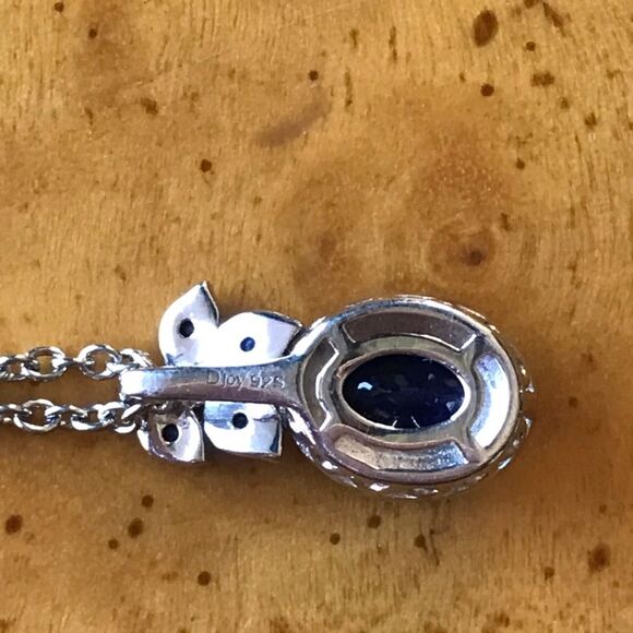 Genuine Blue Spinel Blue Sapphire Sterling Silver Pendant - Picture 4 of 7